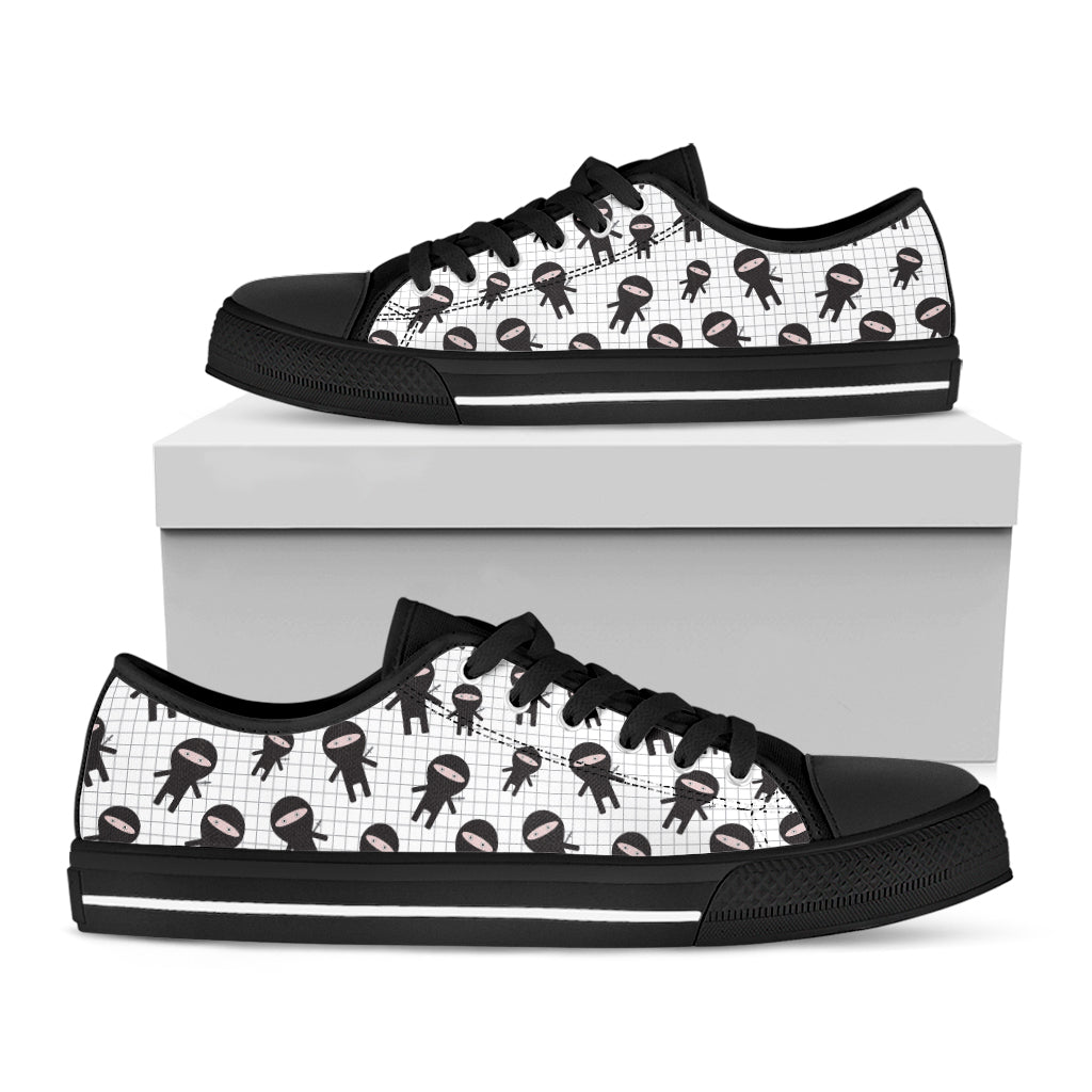 Cute Ninja Pattern Print Black Low Top Shoes