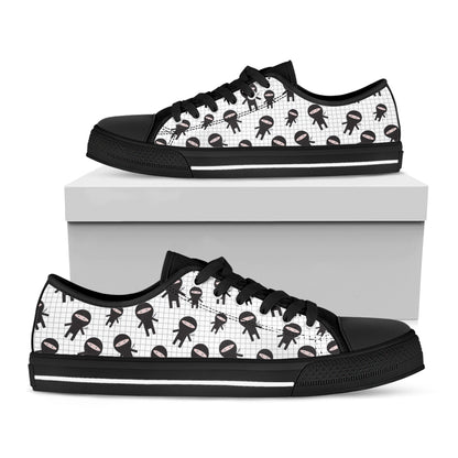 Cute Ninja Pattern Print Black Low Top Shoes