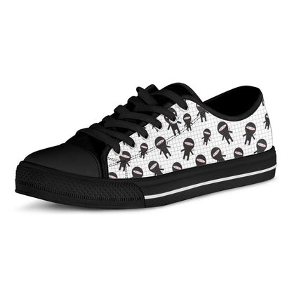 Cute Ninja Pattern Print Black Low Top Shoes