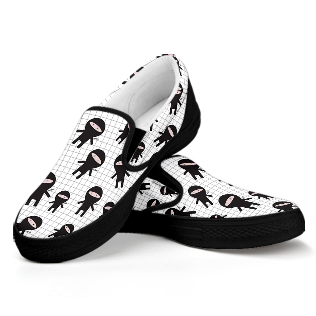 Cute Ninja Pattern Print Black Slip On Shoes