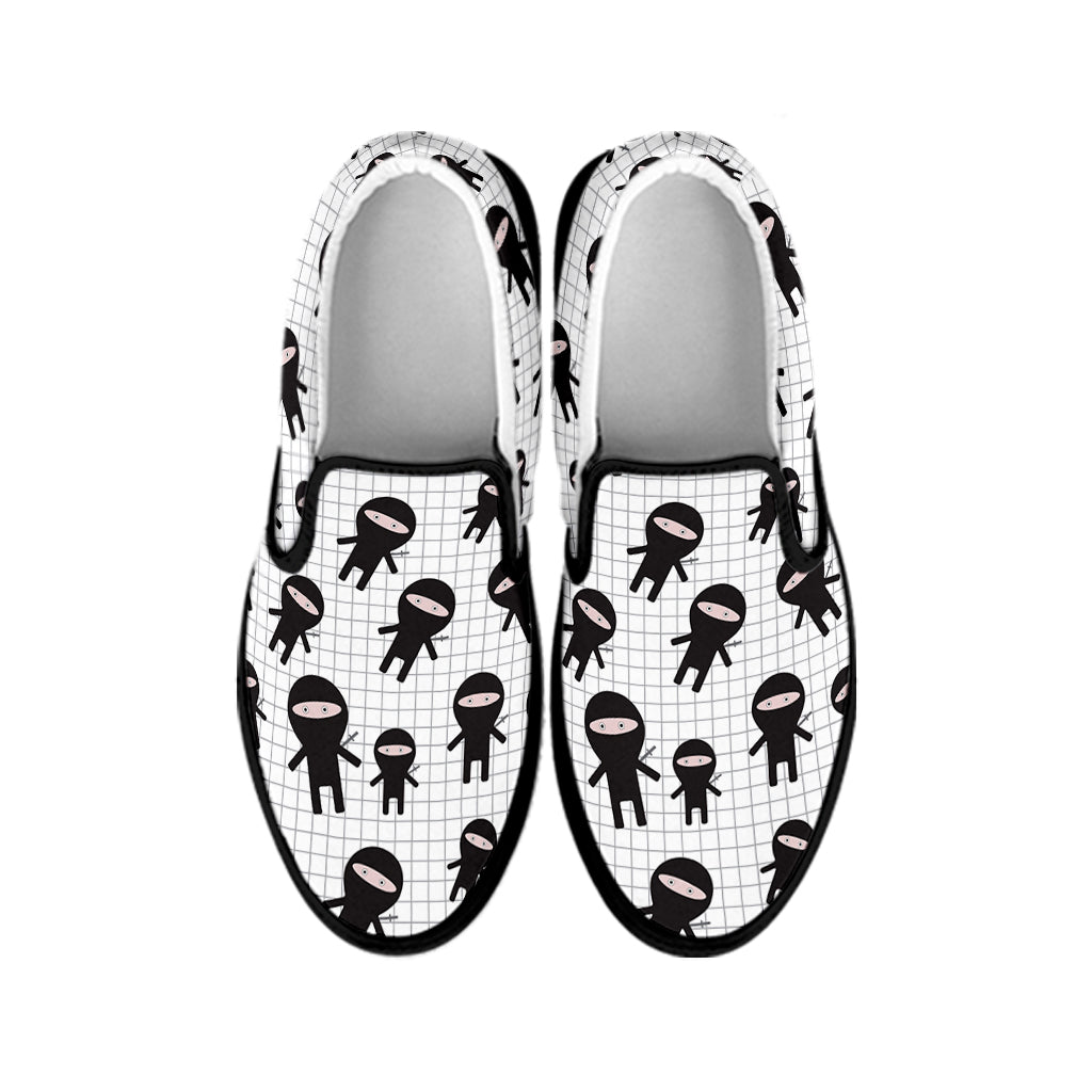Cute Ninja Pattern Print Black Slip On Shoes