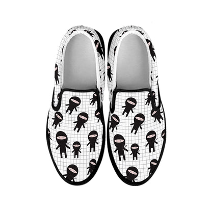 Cute Ninja Pattern Print Black Slip On Shoes