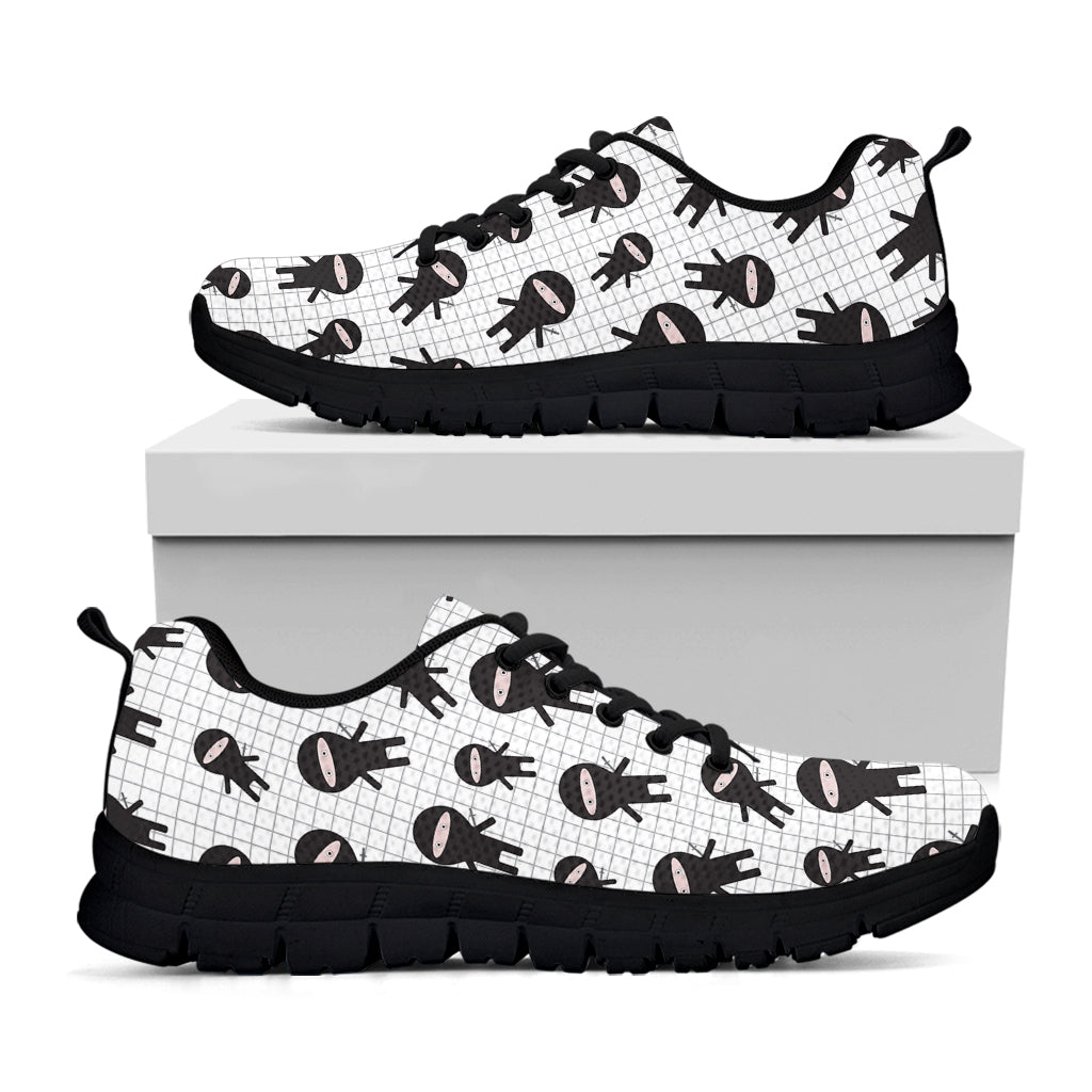 Cute Ninja Pattern Print Black Sneakers