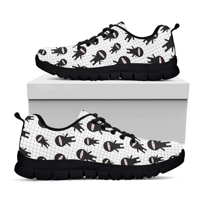 Cute Ninja Pattern Print Black Sneakers