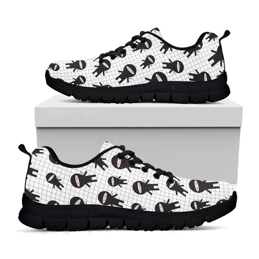 Cute Ninja Pattern Print Black Sneakers