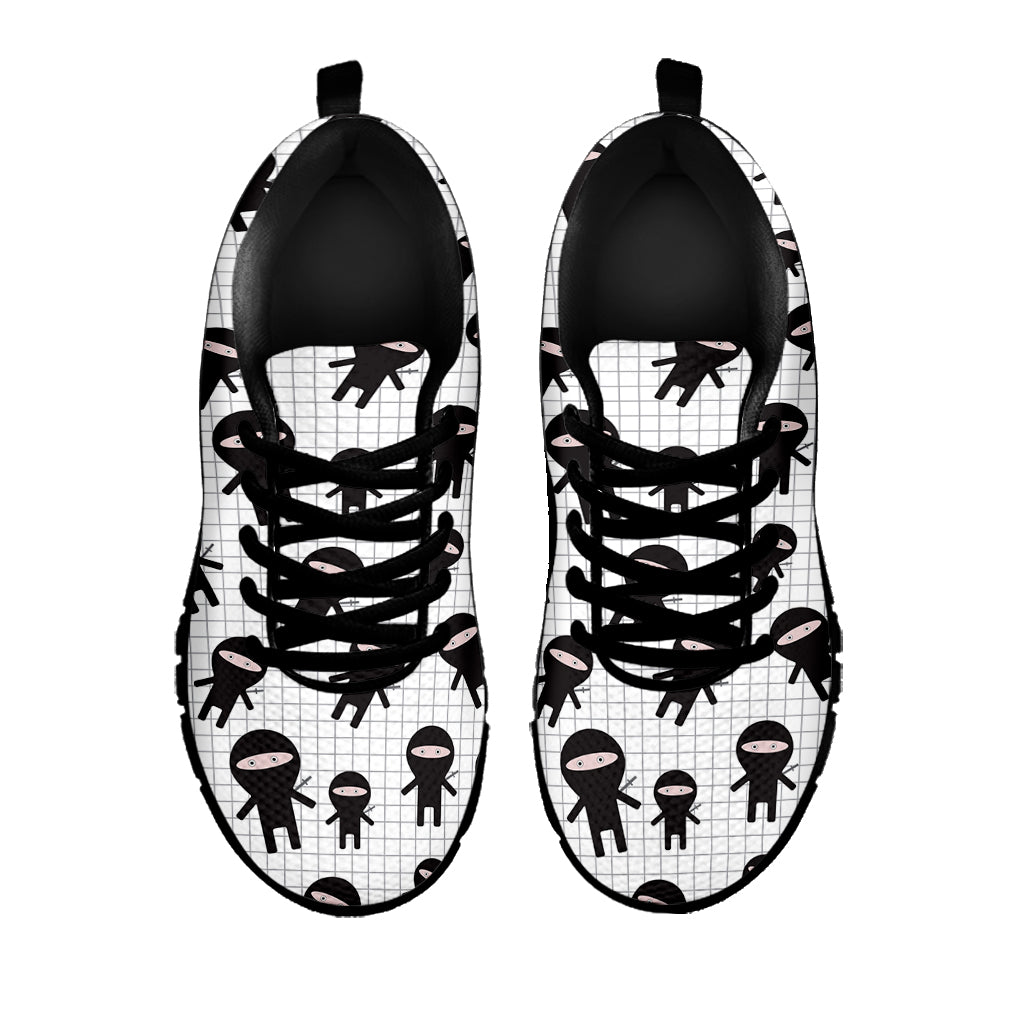 Cute Ninja Pattern Print Black Sneakers