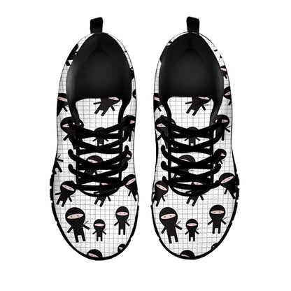 Cute Ninja Pattern Print Black Sneakers