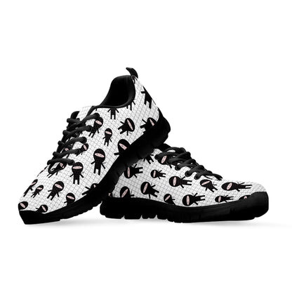 Cute Ninja Pattern Print Black Sneakers