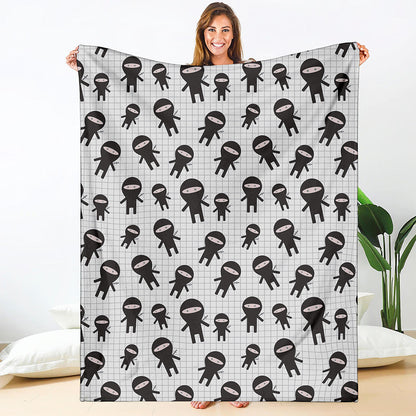 Cute Ninja Pattern Print Blanket