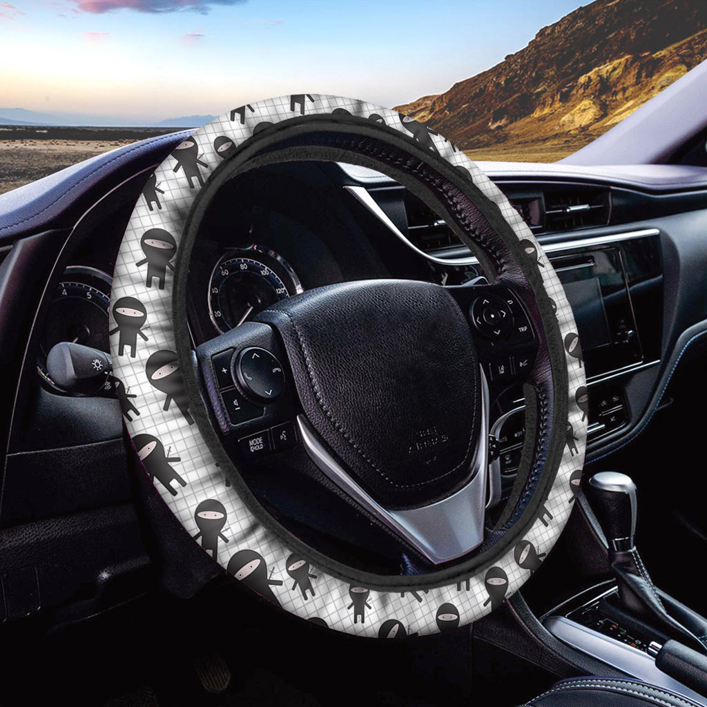 Cute Ninja Pattern Print Car Steering Wheel Cover