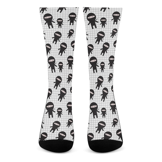 Cute Ninja Pattern Print Crew Socks
