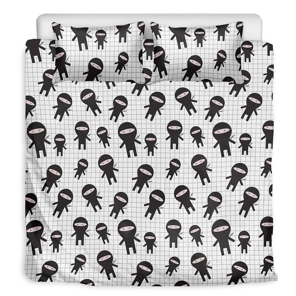 Cute Ninja Pattern Print Duvet Cover Bedding Set