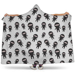 Cute Ninja Pattern Print Hooded Blanket