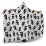 Cute Ninja Pattern Print Hooded Blanket