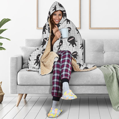 Cute Ninja Pattern Print Hooded Blanket