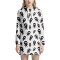 Cute Ninja Pattern Print Pullover Hoodie Dress