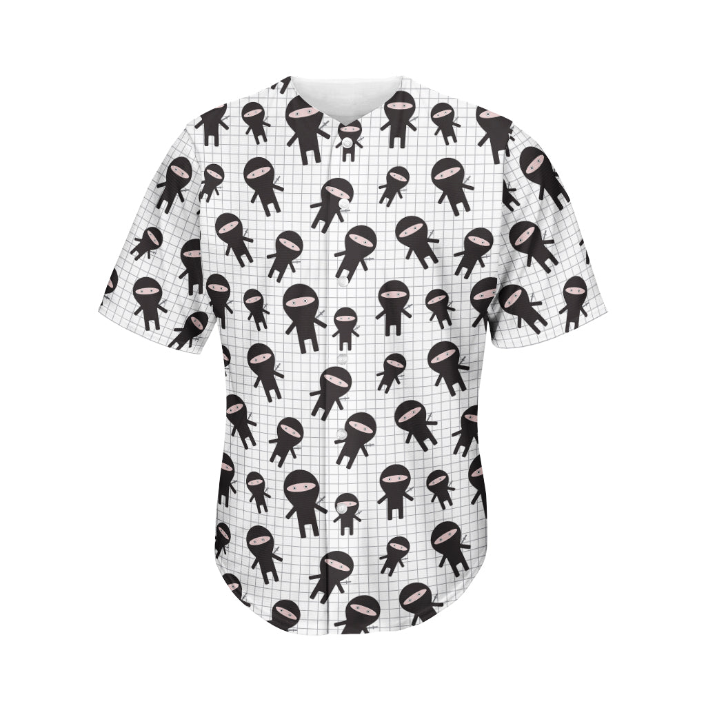 Cute Ninja Pattern Print Men's Baseball Jersey