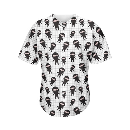 Cute Ninja Pattern Print Men's Baseball Jersey