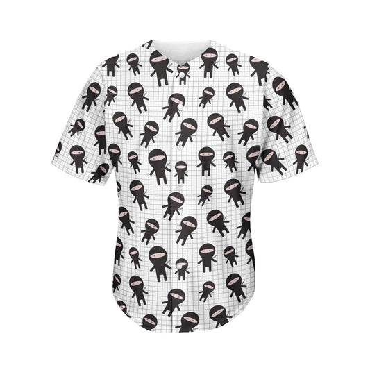 Cute Ninja Pattern Print Men's Baseball Jersey
