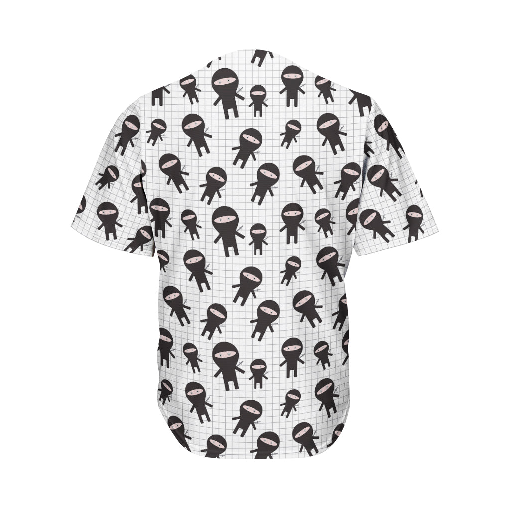 Cute Ninja Pattern Print Men's Baseball Jersey