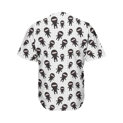 Cute Ninja Pattern Print Men's Baseball Jersey