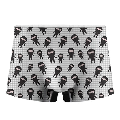 Cute Ninja Pattern Print Men's Boxer Briefs