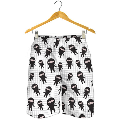 Cute Ninja Pattern Print Men's Shorts