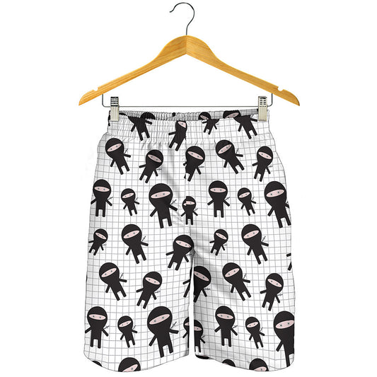 Cute Ninja Pattern Print Men's Shorts