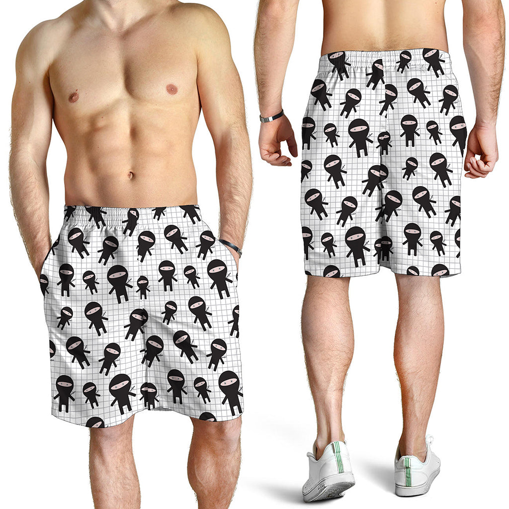 Cute Ninja Pattern Print Men's Shorts