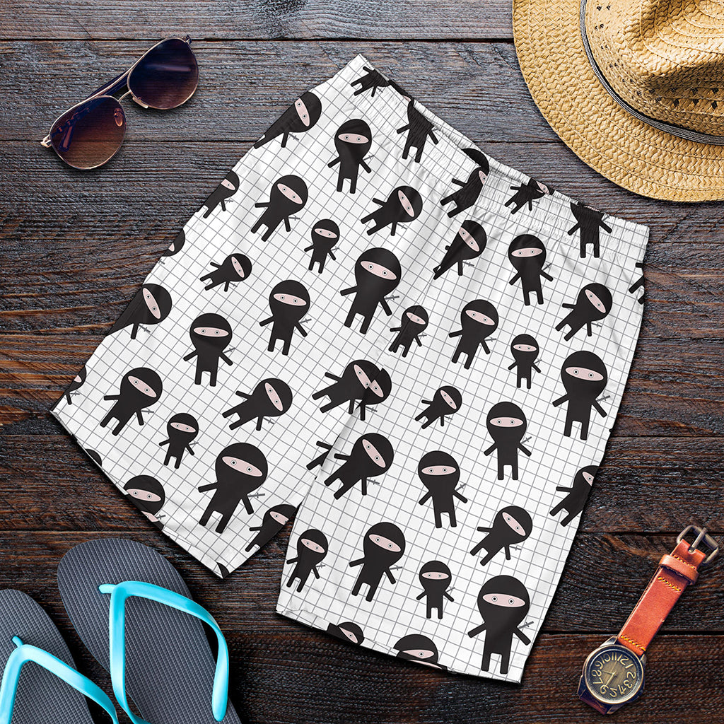 Cute Ninja Pattern Print Men's Shorts