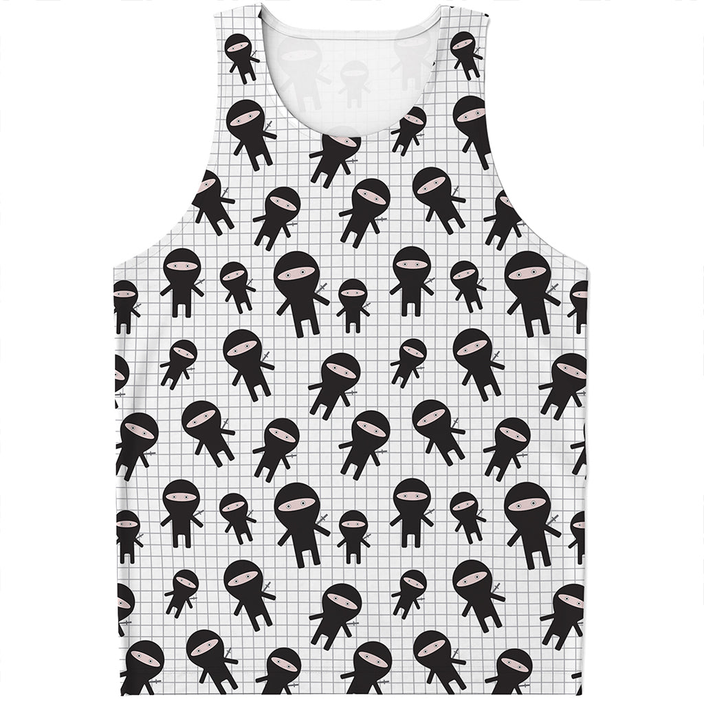 Cute Ninja Pattern Print Men's Tank Top