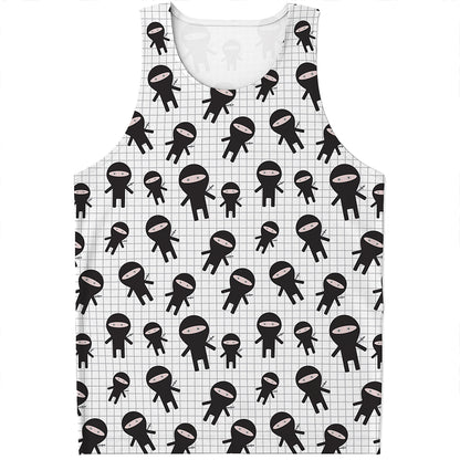 Cute Ninja Pattern Print Men's Tank Top