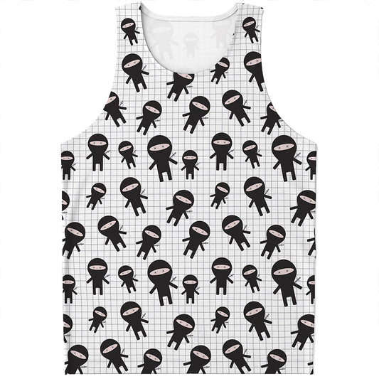Cute Ninja Pattern Print Men's Tank Top