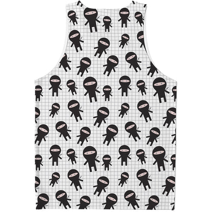 Cute Ninja Pattern Print Men's Tank Top