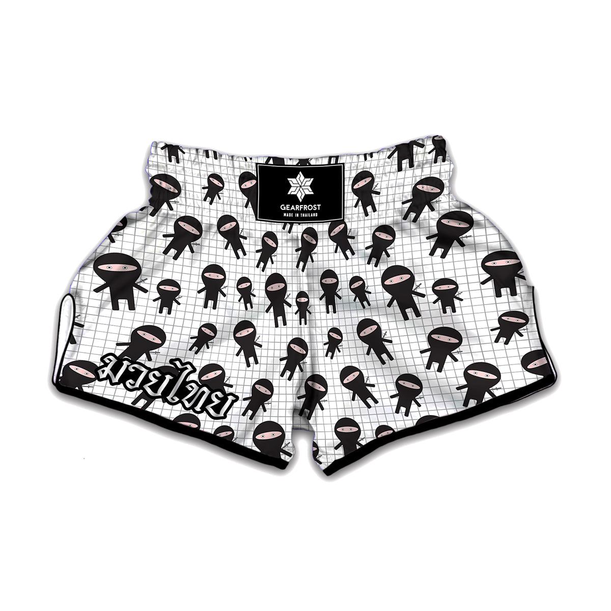 Cute Ninja Pattern Print Muay Thai Boxing Shorts