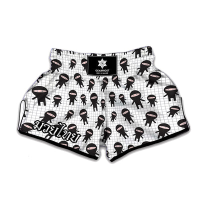 Cute Ninja Pattern Print Muay Thai Boxing Shorts