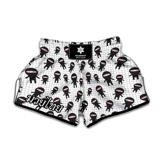 Cute Ninja Pattern Print Muay Thai Boxing Shorts