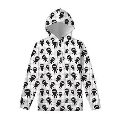 Cute Ninja Pattern Print Pullover Hoodie