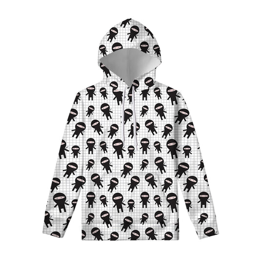 Cute Ninja Pattern Print Pullover Hoodie