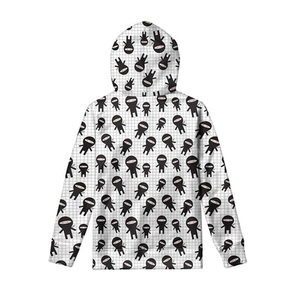 Cute Ninja Pattern Print Pullover Hoodie
