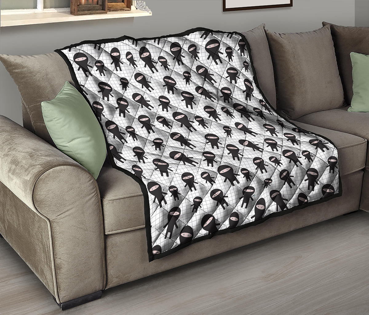 Cute Ninja Pattern Print Quilt