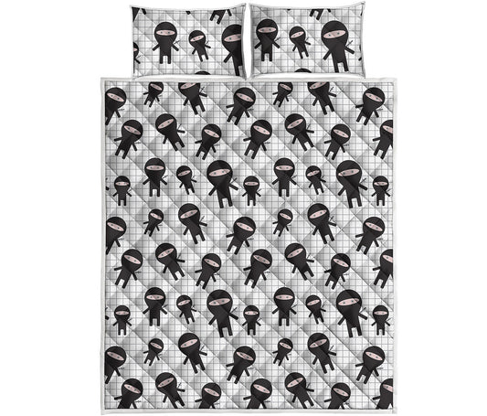 Cute Ninja Pattern Print Quilt Bed Set