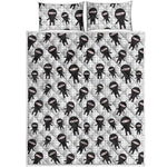 Cute Ninja Pattern Print Quilt Bed Set