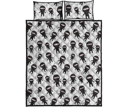 Cute Ninja Pattern Print Quilt Bed Set
