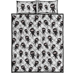 Cute Ninja Pattern Print Quilt Bed Set