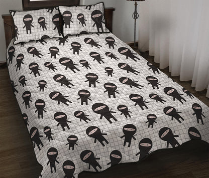 Cute Ninja Pattern Print Quilt Bed Set