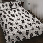 Cute Ninja Pattern Print Quilt Bed Set