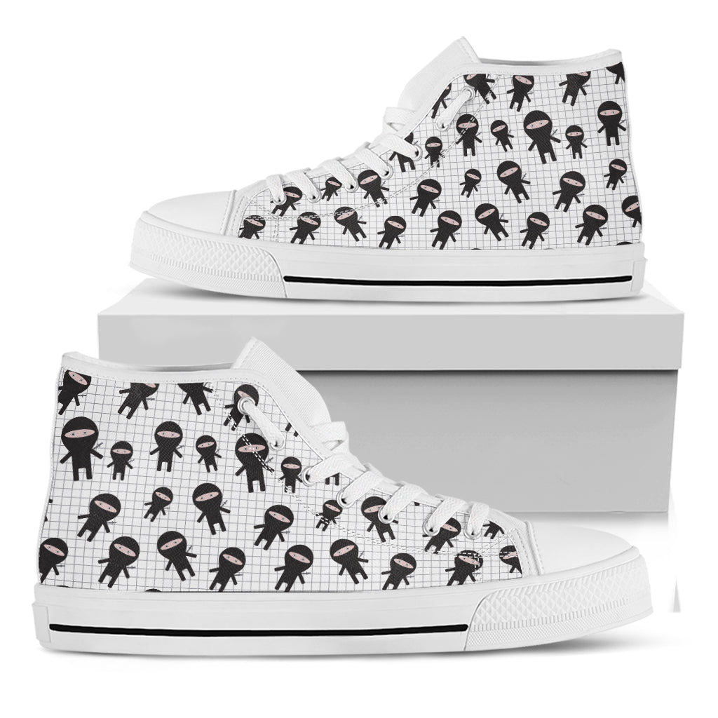 Cute Ninja Pattern Print White High Top Shoes