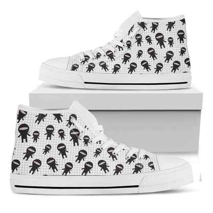 Cute Ninja Pattern Print White High Top Shoes