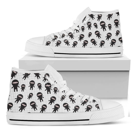 Cute Ninja Pattern Print White High Top Shoes
